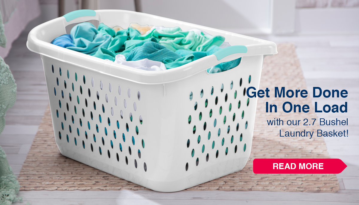 Get more done in one load with our 2.7 Bushel laundry basket