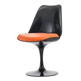 Black and Orange PU Tulip Style Side Chair