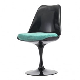 Black and Luxurious Turquoise Tulip Style Side Chair