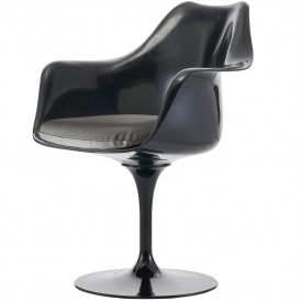 Black and Grey PU Tulip Style Armchair