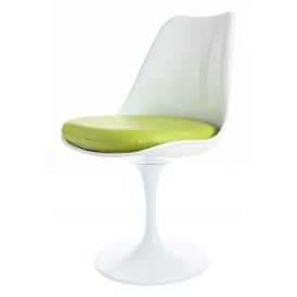 White and Green PU Tulip Style Side Chair