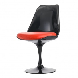 Black and Red PU Tulip Style Side Chair