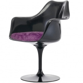 Black and Luxurious Purple Tulip Style Armchair
