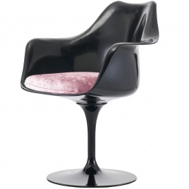Black and Luxurious Light Pink Tulip Style Armchair