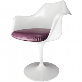 White and Purple PU Tulip Style Armchair