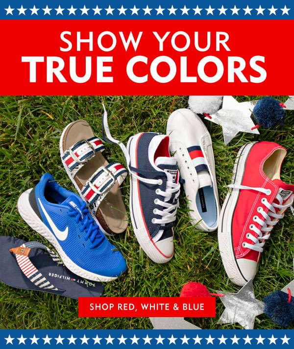 Show your true colors. Shop red white and blue