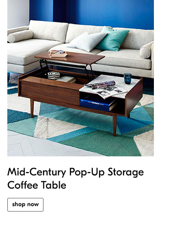 Mid-Century Pop-Up Storage Coffee Table