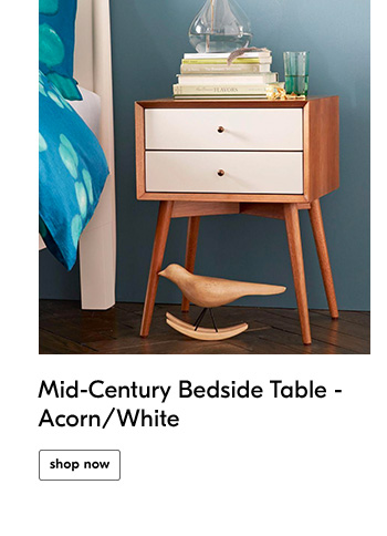 Mid-Century Bedside Table - Acorn/White