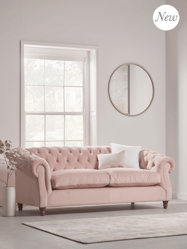 NEW Layla Buttoned Sofa - Blush Velvet