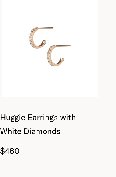Huggie Earrings with White Diamonds