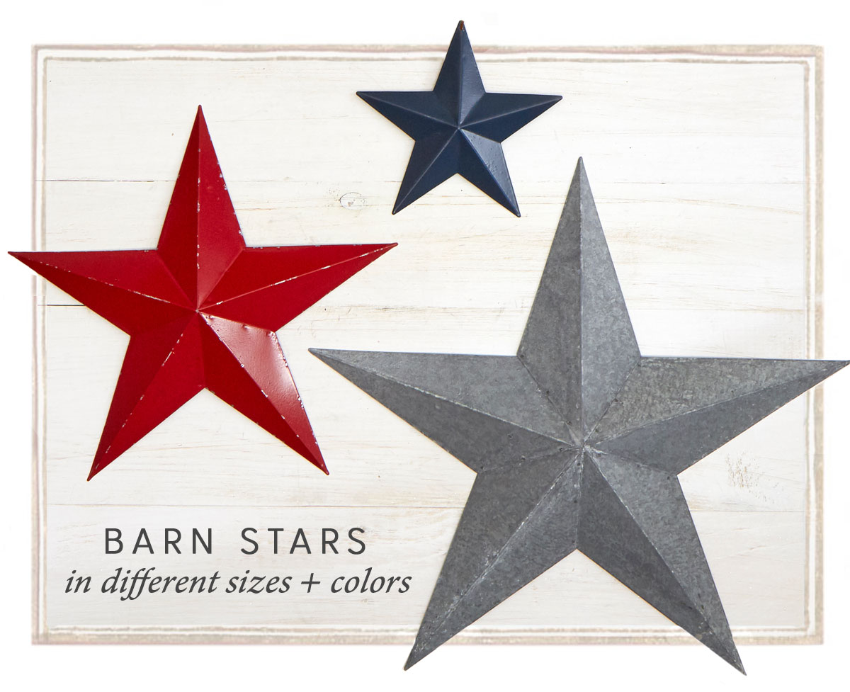 Barn Stars in different sizes + colors