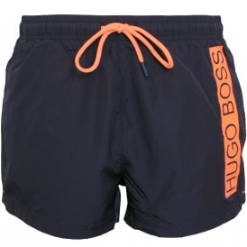 Mooneye Swim Shorts, Navy with orange contrast
