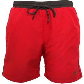 Starfish Swim Shorts, Cerise with charcoal contrast