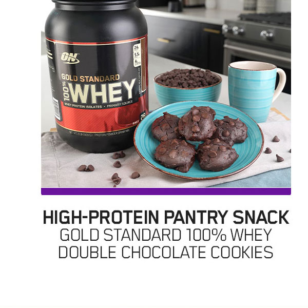 HIGH-PROTEIN PANTRY SNACK GOLD STANDARD 100% WHEY DOUBLE CHOCOLATE COOKIES