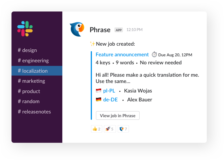 Get Phrase notifications in Slack 