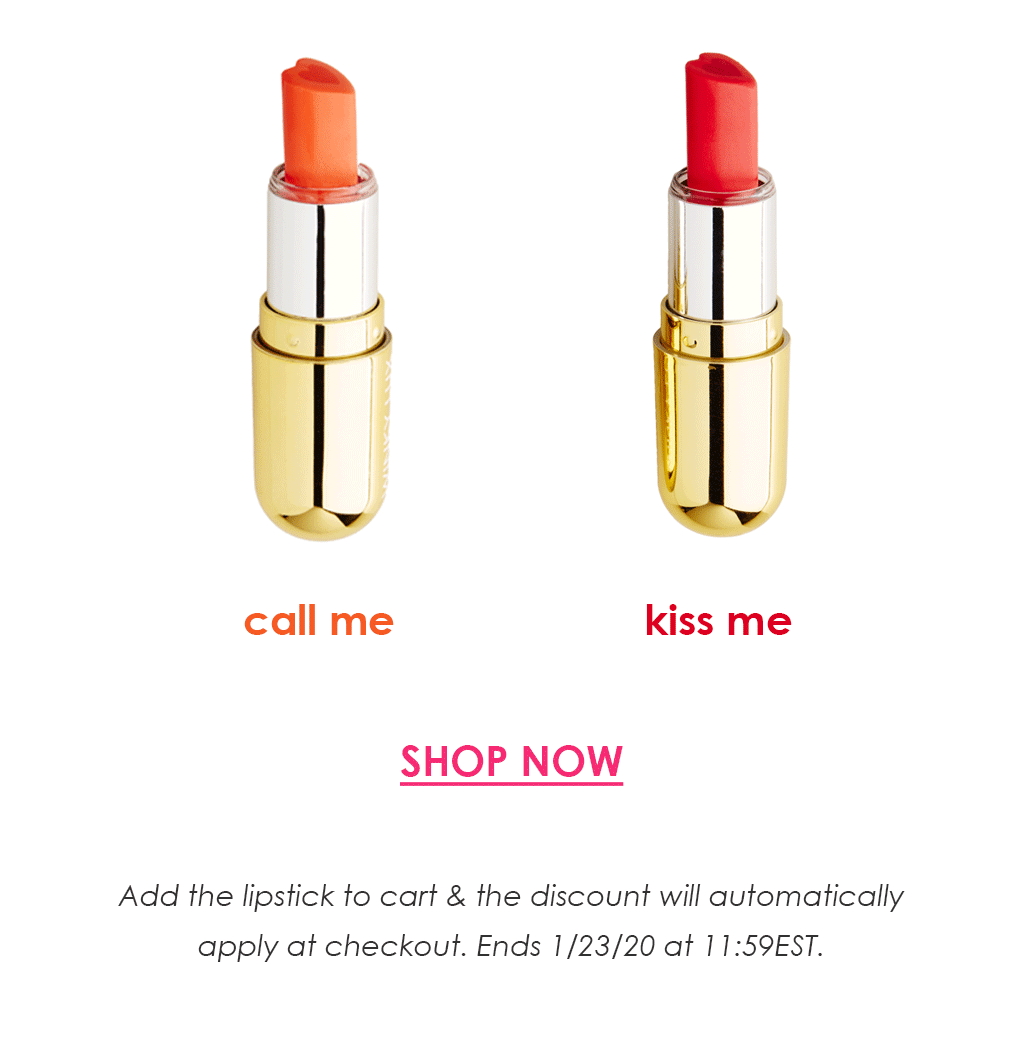 Now through midnight get a FREE Steal My Heart Lipstick with any $20+ purchase!