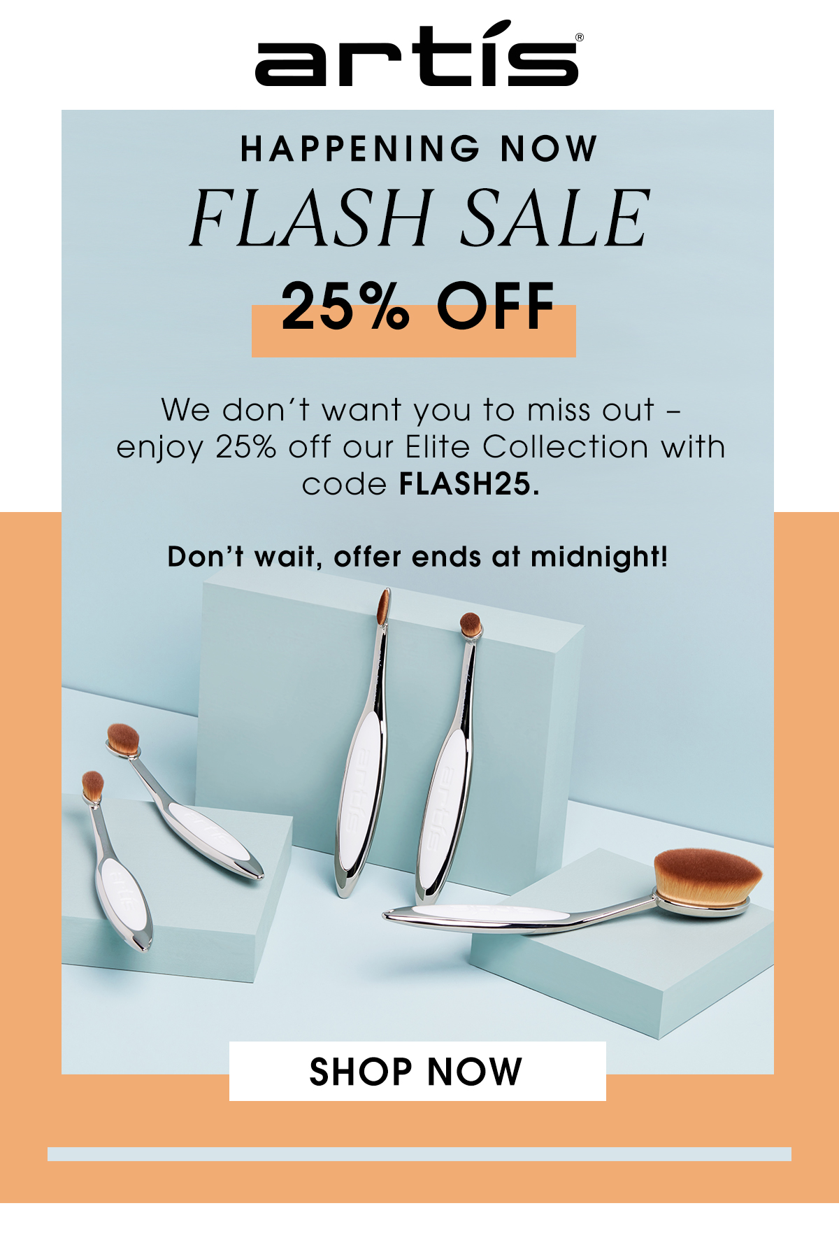 Flash sale, 25% off Elite Collection brushes with the code FLASH25