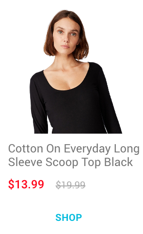 Cotton On Everyday Long Sleeve Scoop Top Black