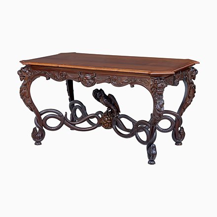 Image of Antique Carved Mahogany Center Table