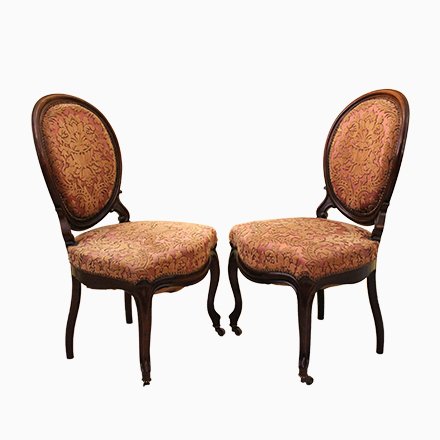 Image of Antique Louis Philippe Lounge Chairs, Set of 2