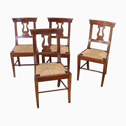 Image of Antique Walnut Dining Chairs, Set of 4