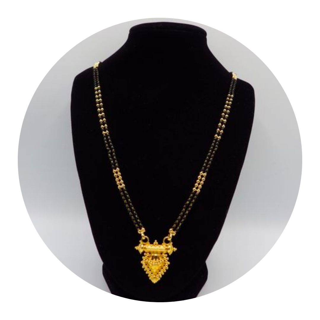  27" Vintage Kdm 22k Gold Beads Onyx Necklace 24g