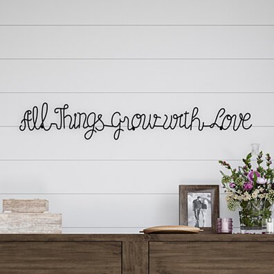 Metal Cutout-All Things Grow with Love Cursive Sign-3D Word Art Home Accent Decor