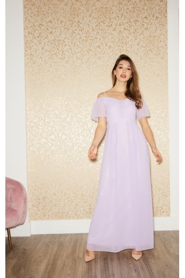Vita Lilac Cold-Shoulder Maxi Dress