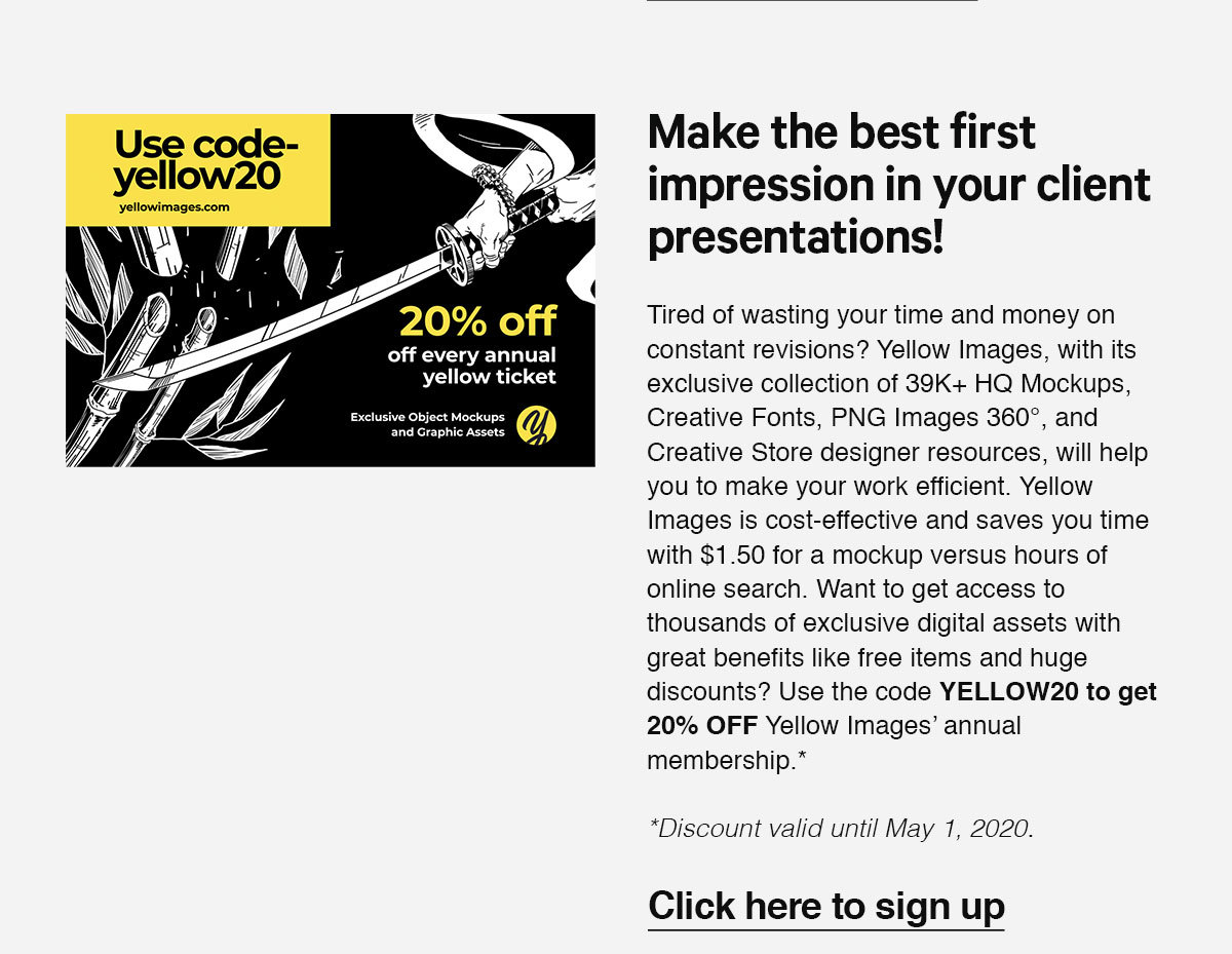 Save 20% on a Yellow Images annual membership when you use code YELLOW20.
