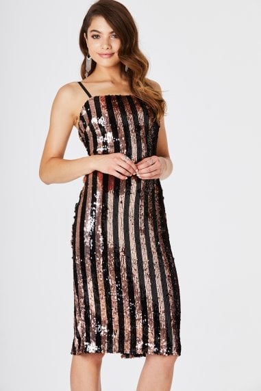 Sequin Stripe Bodycon Dress