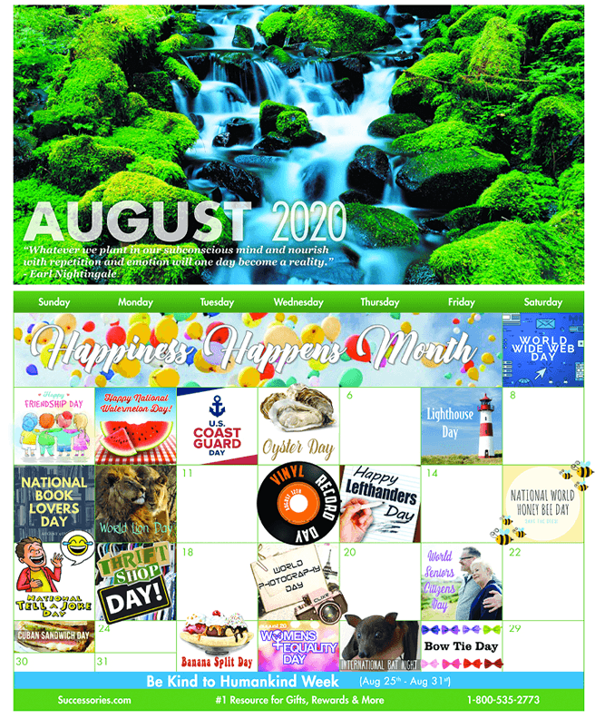 August Fun Motivational Calendar