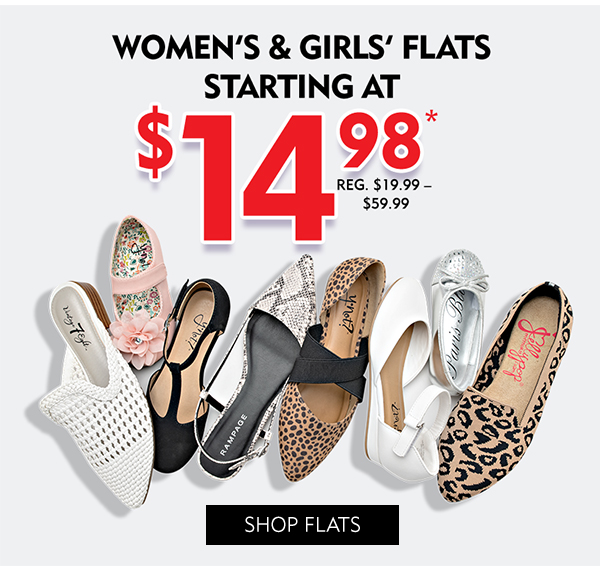 Women''s and Kids'' Flats starting at $14.98. Shop Flats