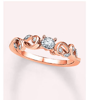 10K Rose Gold Diamond Promise Ring