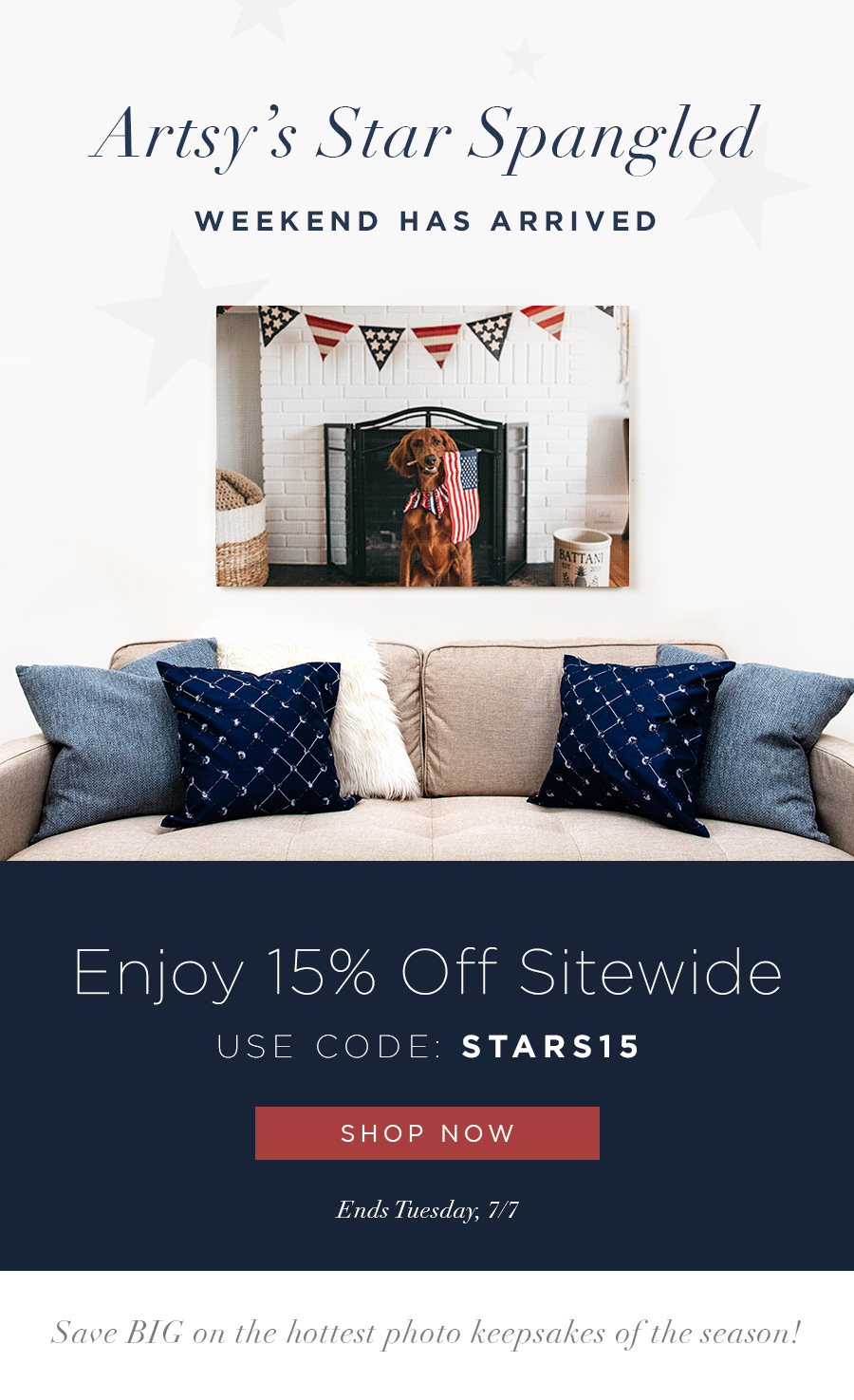 Artsy's Star Spangled weekend has arrived  Enjoy 15% Off Sitewide USE CODE: STARS15  Ends Tuesday, 7/7