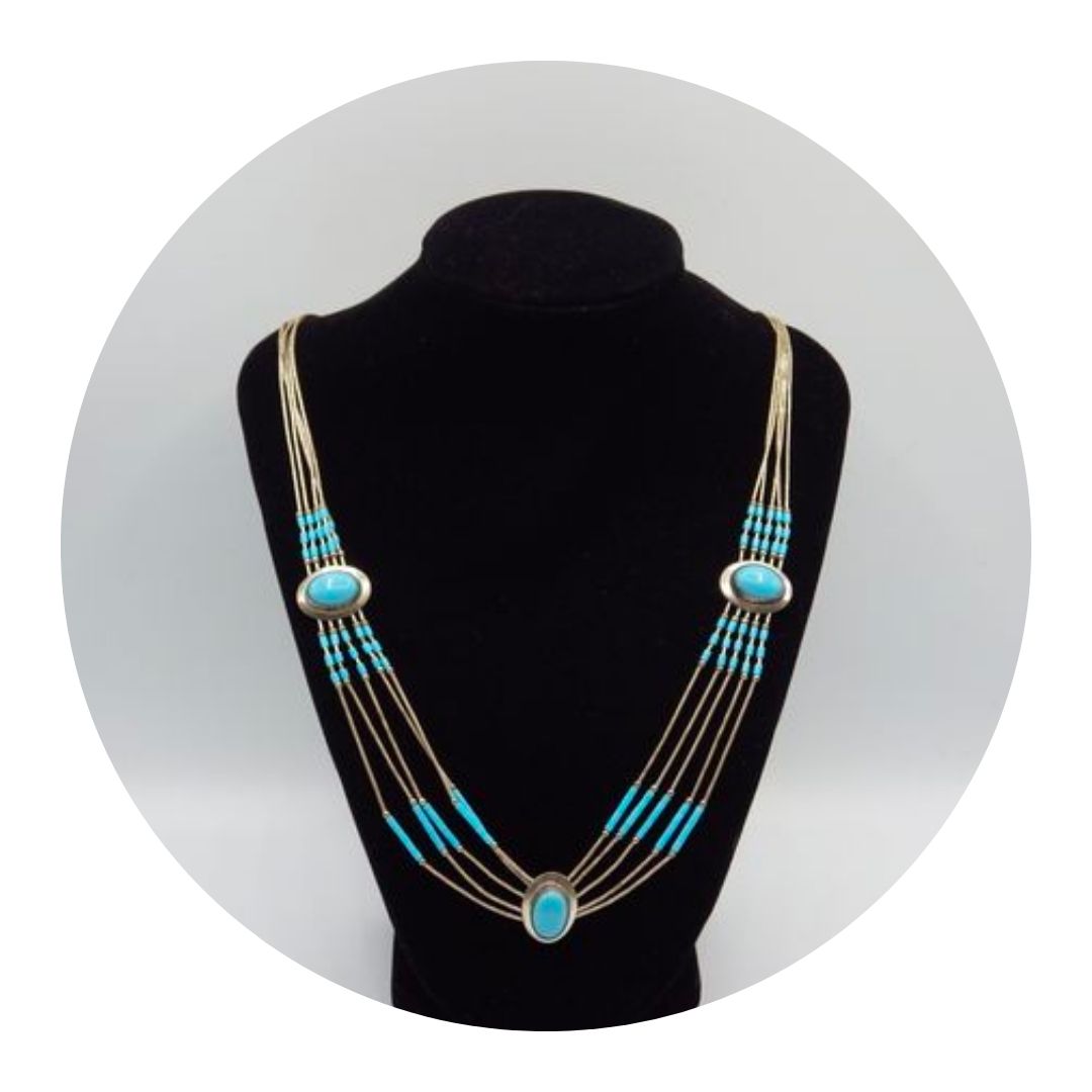 Navajo Liquid Sterling Silver Turquoise Necklace