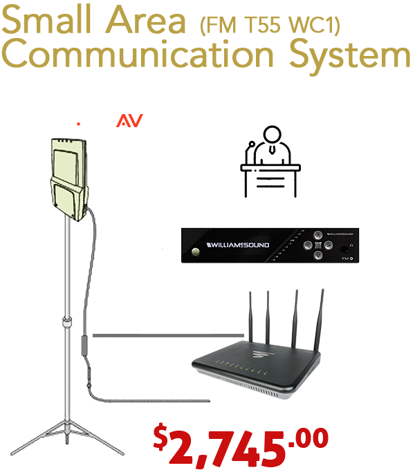 williams sound small area communications system for up to 45 listeners/200 ft. range