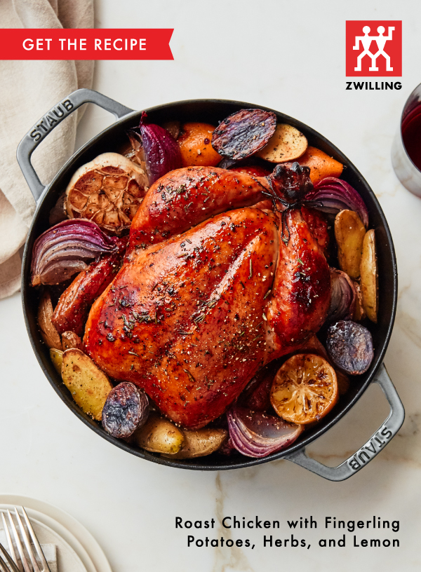 Roast Chicken with Fingerling Potatoes, Herbs, and Lemon