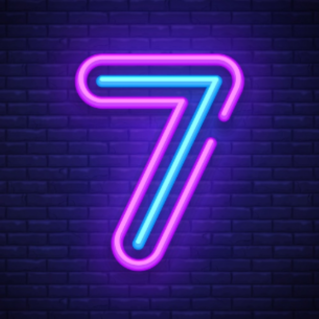 Number 7 in neon lights