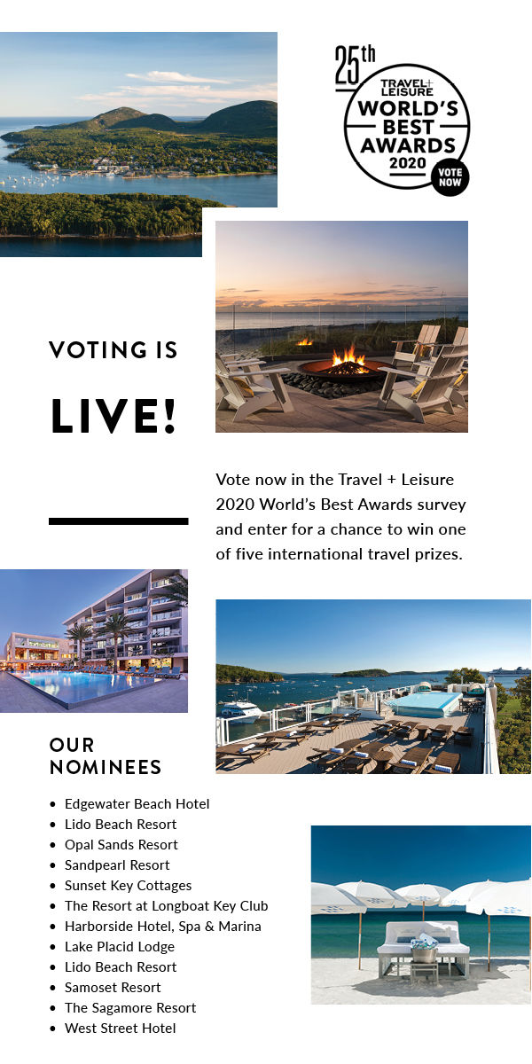 Vote now in T+L World's Best Awards 2020