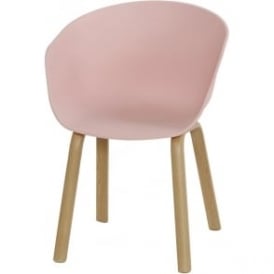 Eiffel Inspired Pastel Pink Plastic Armchair With Light Wood Legs