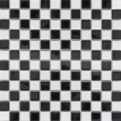 Black and White Chequer Gloss (2.3cm x 2.3cm) 30cm x 30cm Mosaic Tile