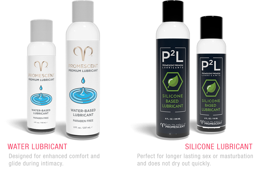 Promescent lubricants; silicone and water lubes.