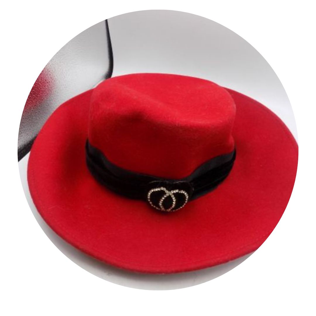 Memer Red Embellished Wool Hat