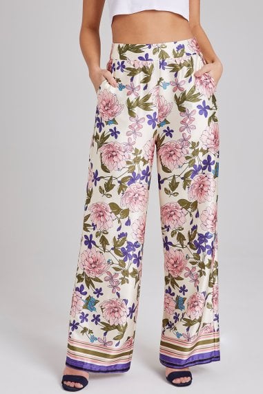 Azalea Floral-Print Wide-Leg Trousers