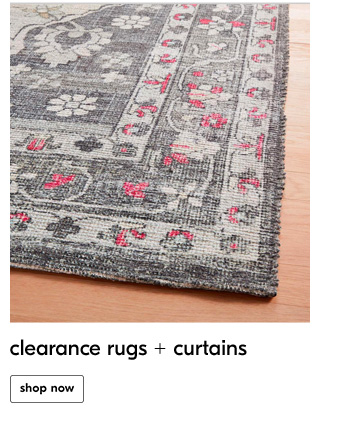 clearance rugs + curtains