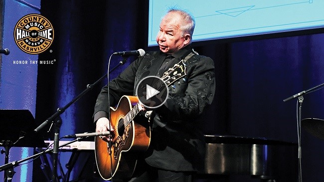 John Prine playing Cowboy Jack Clement's Guitar during the donation ceremony on November 19