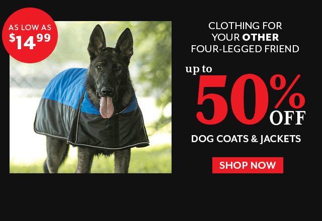 Up to 50% off Dog Coats & Jackets.