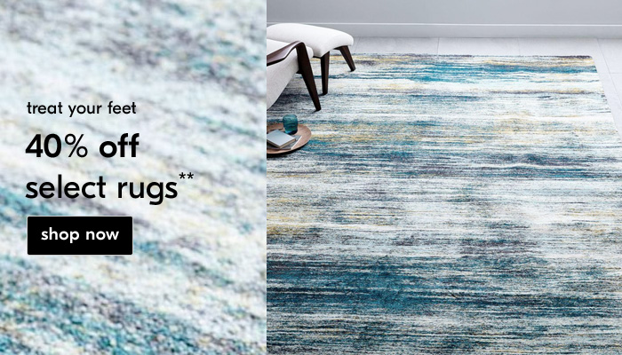 40% off select rugs**