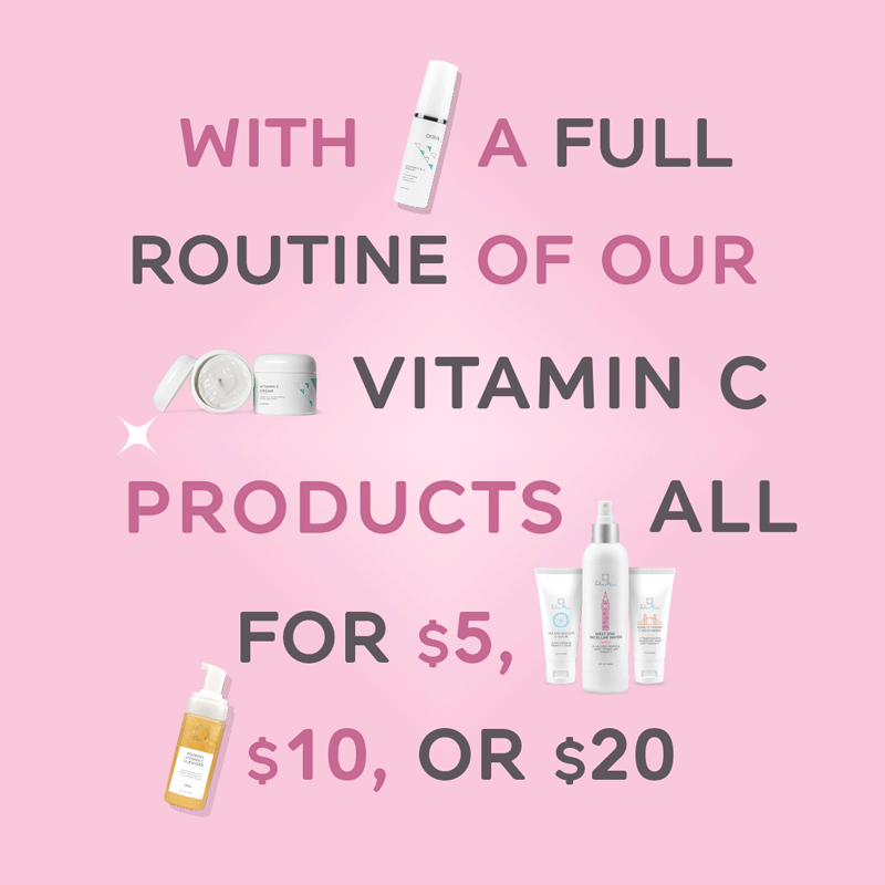 with a full routine of our Vitamin C products all 50% off
