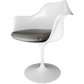 White and Grey PU Tulip Style Armchair